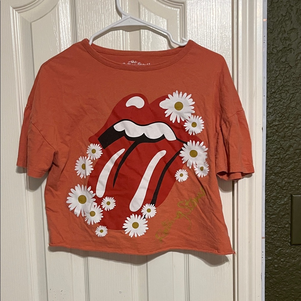 The Rolling Stones Orange Kids Tee with Floral Graphic